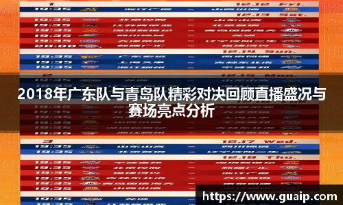 2018年广东队与青岛队精彩对决回顾直播盛况与赛场亮点分析